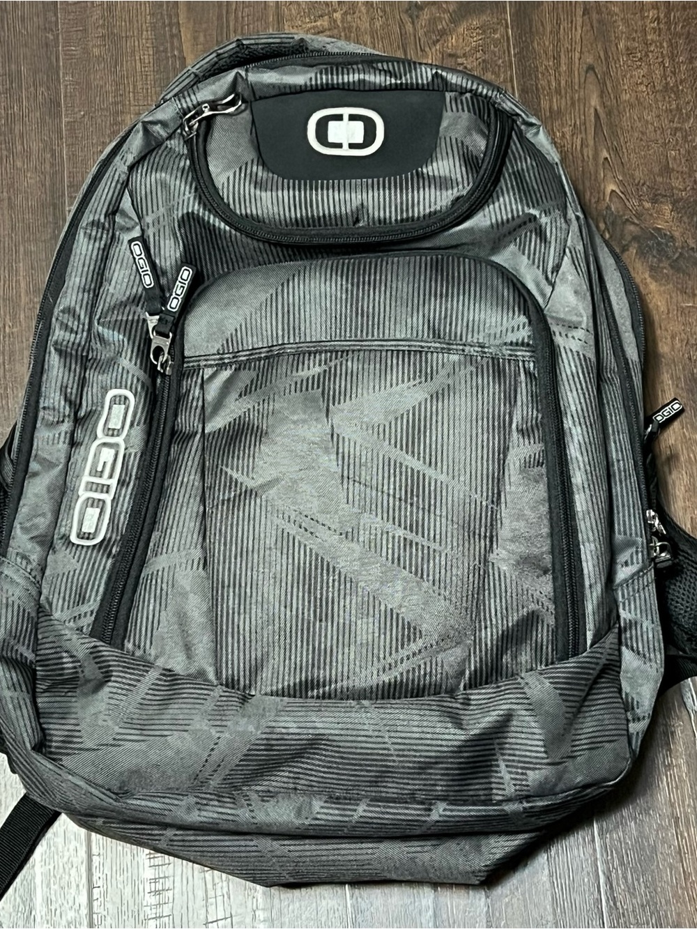 Ogio Excelsior Backpack Gray Black Geometric Pattern Travel Laptop School Work